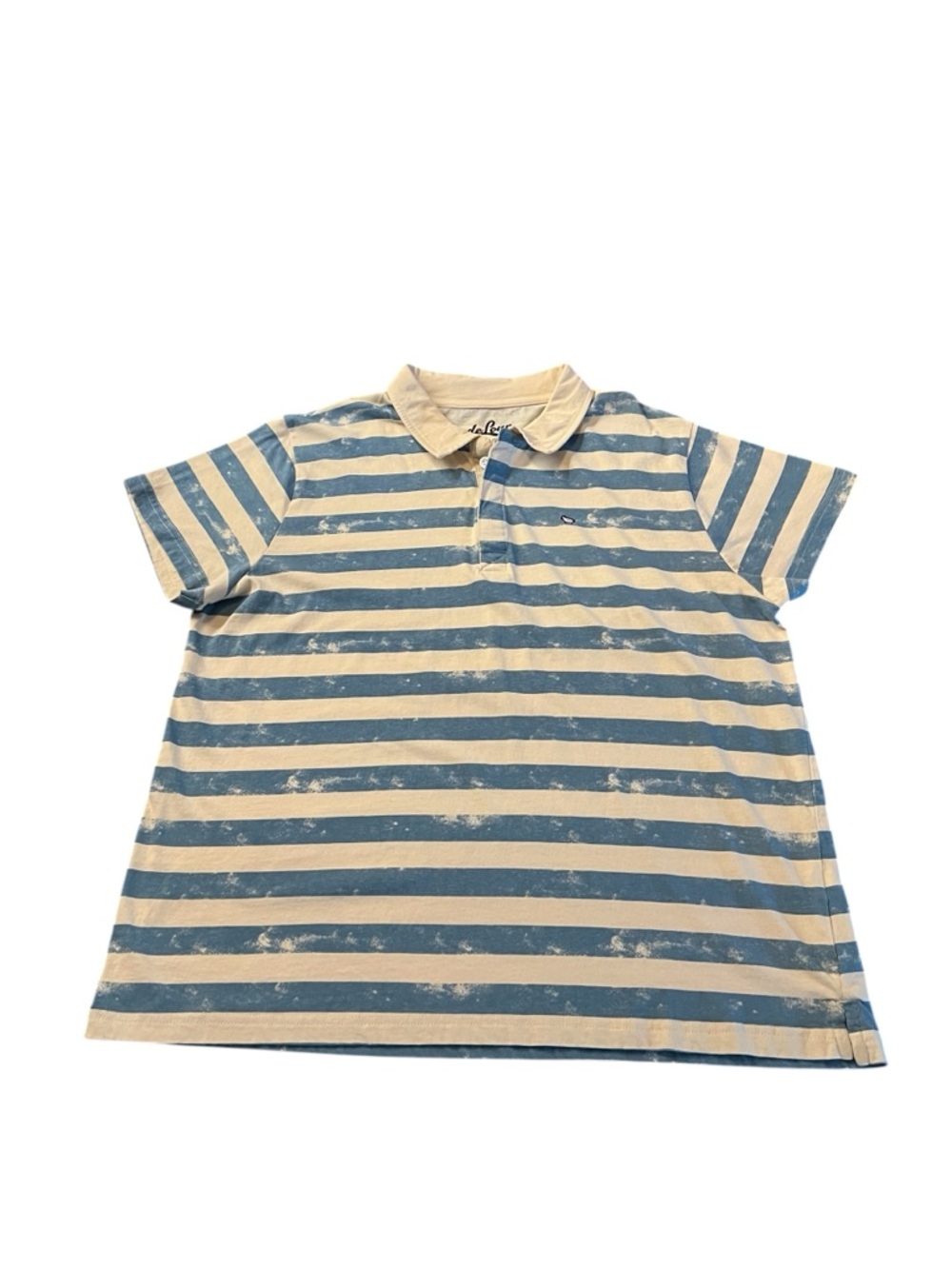 Peau De Loup Blue and Cream Striped Polo Shirt Men’s Size 2XL